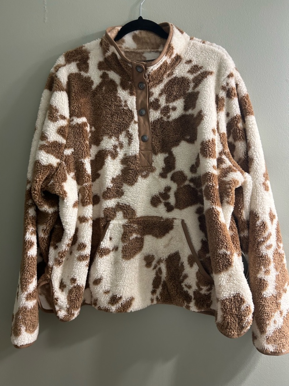 Cozy Brown and Cream Sherpa Pullover Sweater* see notes on best sizing